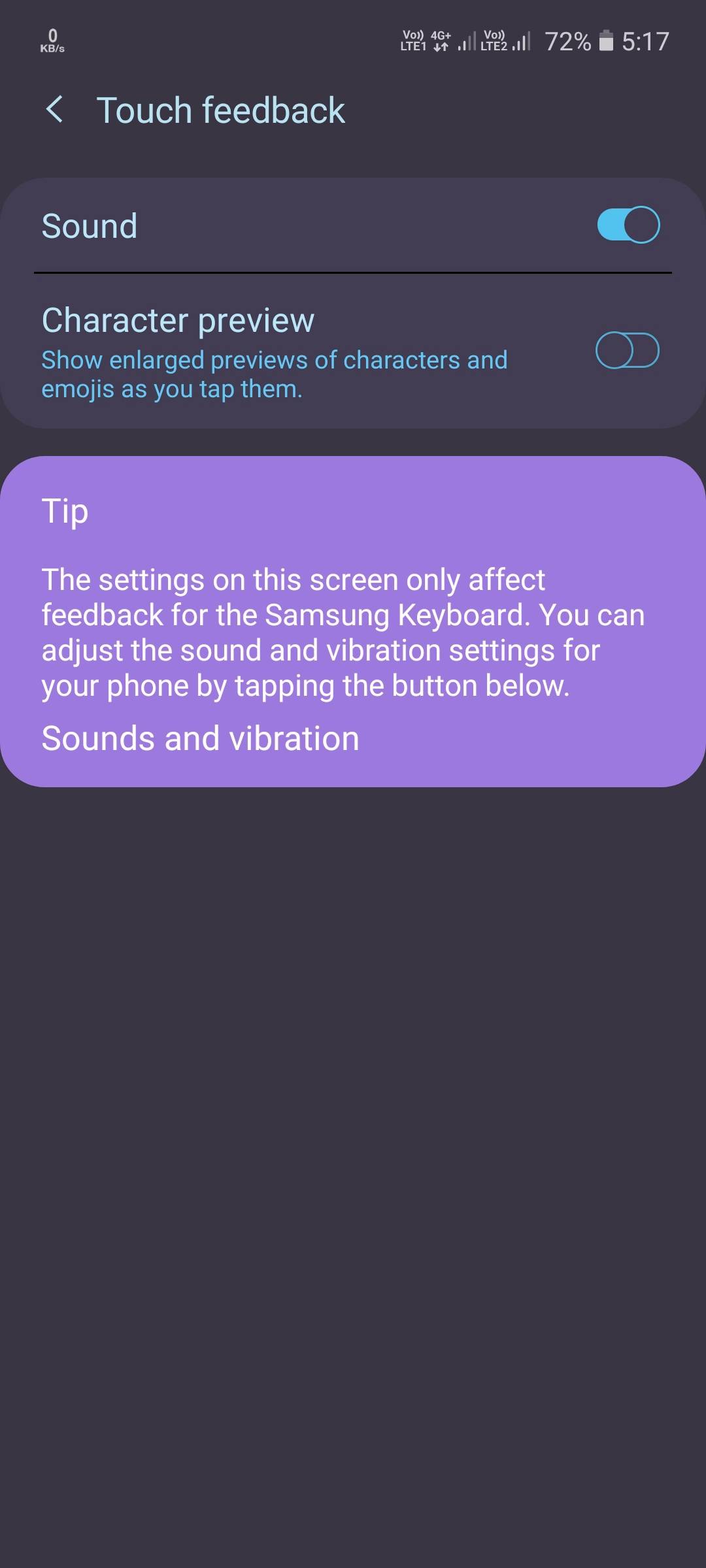 samsung a71 keyboard vibration