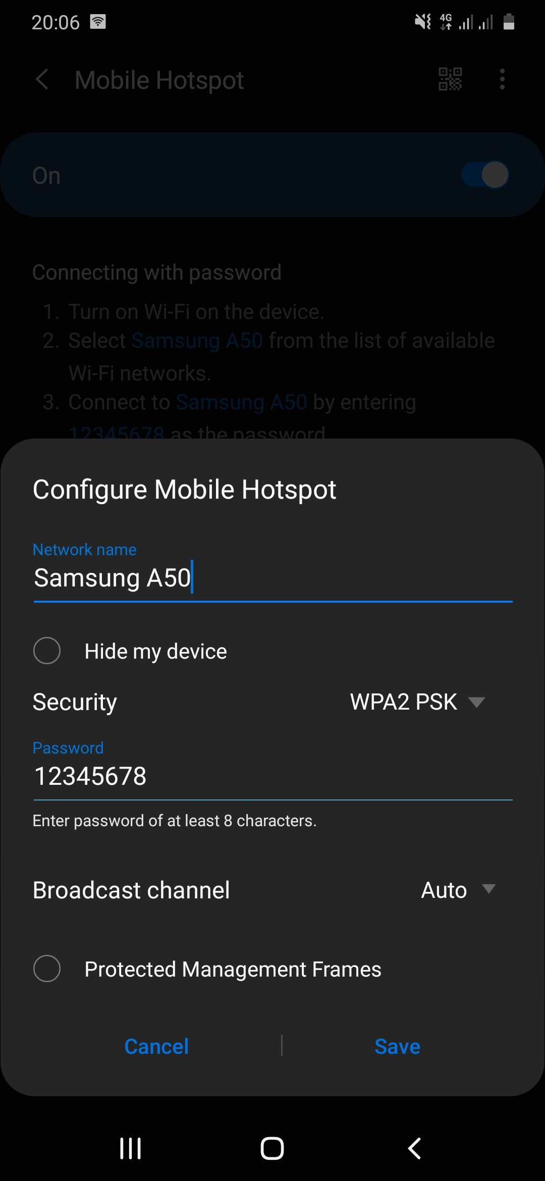 samsung a50 hotspot