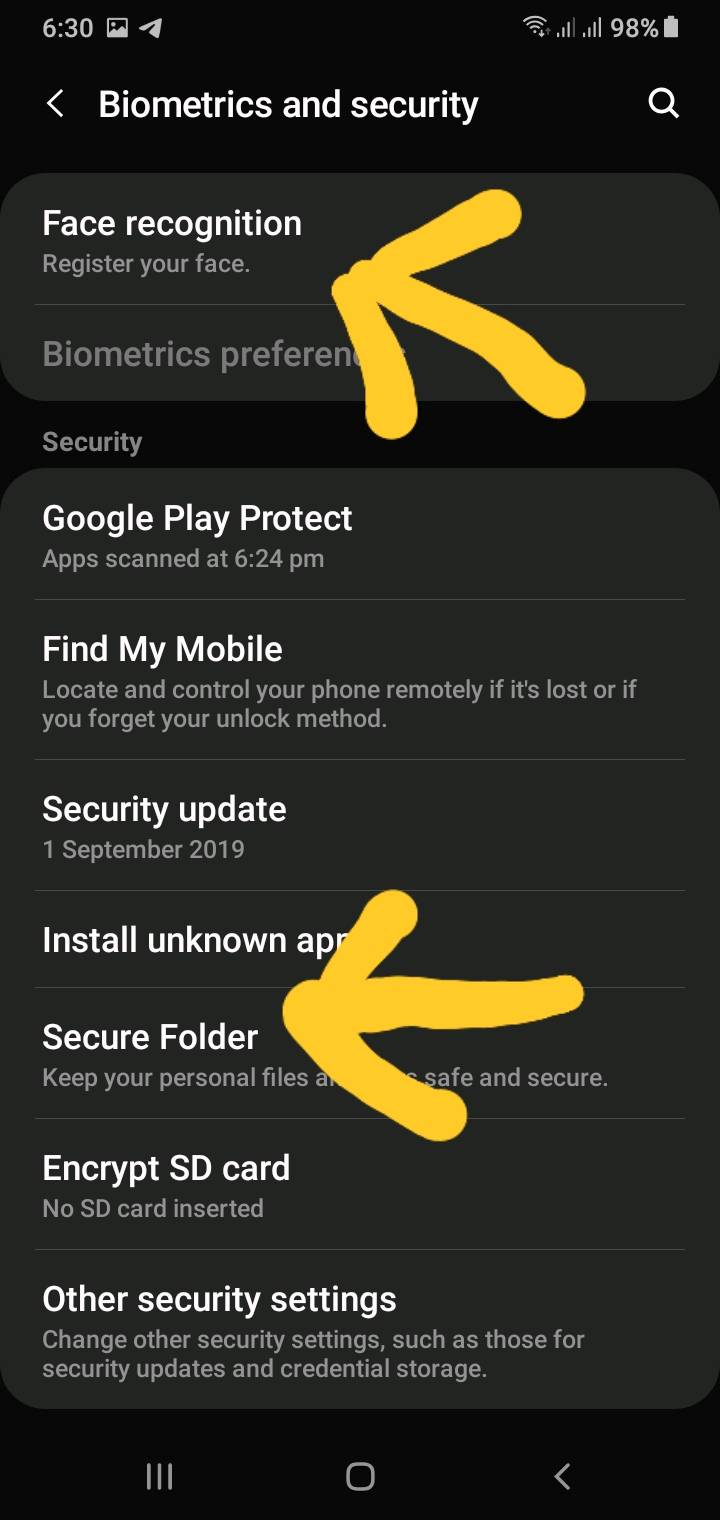 samsung a20s folder